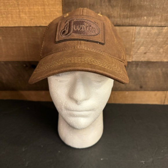 Justin‎ Boots Hat Brown 100% PU Baseball Cowboy Cowgirl - Picture 1 of 8